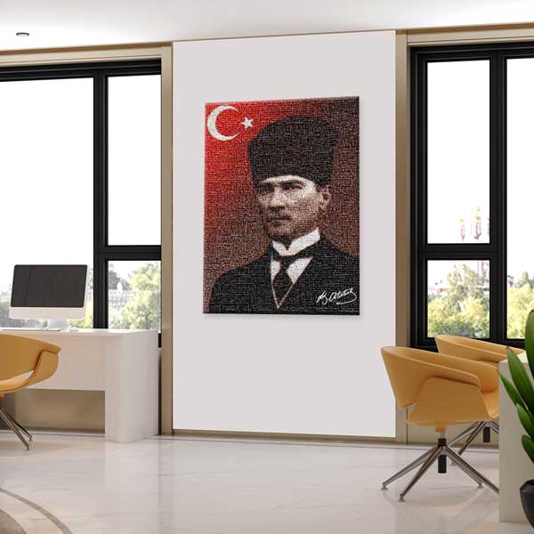 ataturk-duvar-tablosu-f-602-03 Türk Bayrağı Fonlu Atatürk Duvar Tablosu F-602