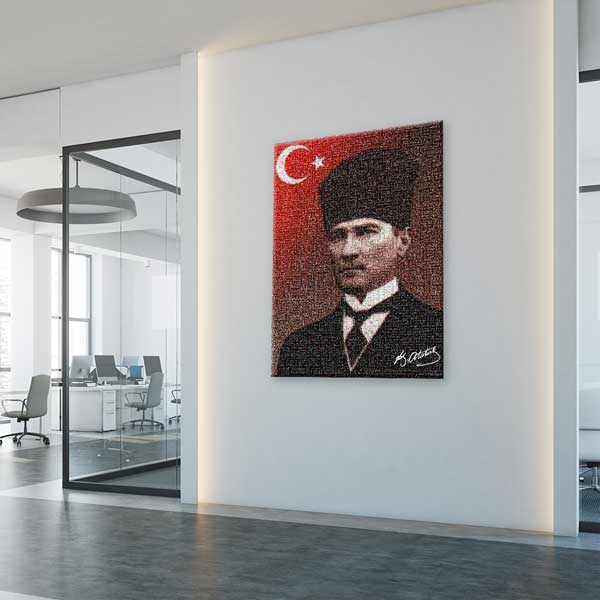 ataturk-duvar-tablosu-f-602-04 Türk Bayrağı Fonlu Atatürk Duvar Tablosu F-602