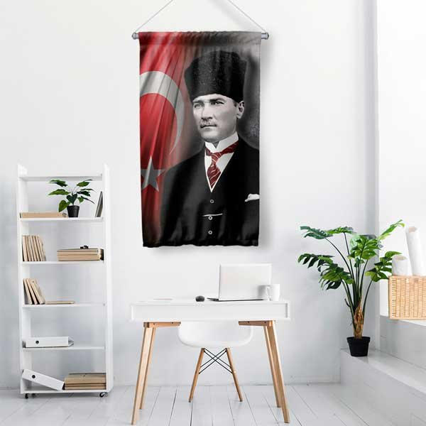 ataturk-flamalari-14320-01 Atatürk Türk Bayrağı Temalı Duvar Flaması – Kumaş Baskı 14320
