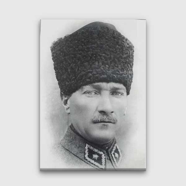 ataturk-kanvas-tablolar-6187-00 Atatürk Kalpaklı Askeri Portre Kanvas Tablo 6187