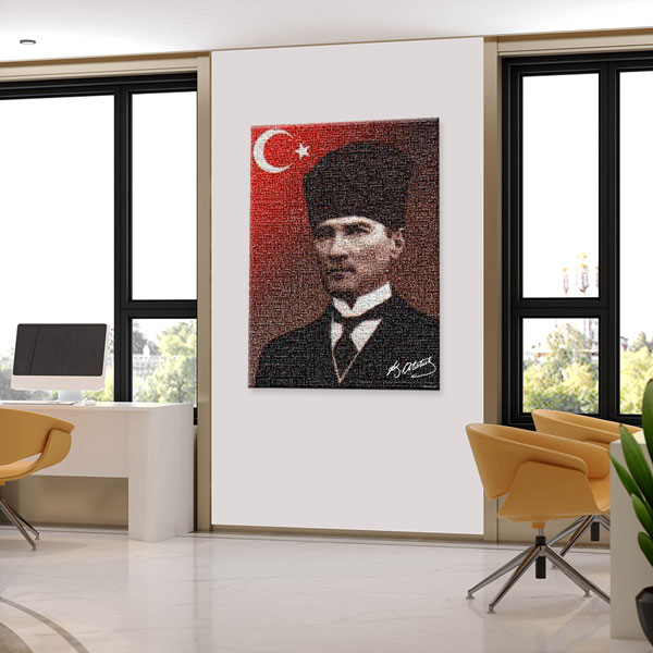 ataturk-kanvas-tablolar-6190-05 Atatürk Türk Bayraklı Portre Kanvas Tablo 6190