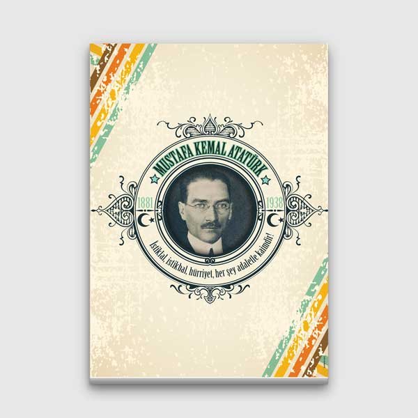 Atatürk Adalet Sözlü Retro Kanvas Tablo F-553