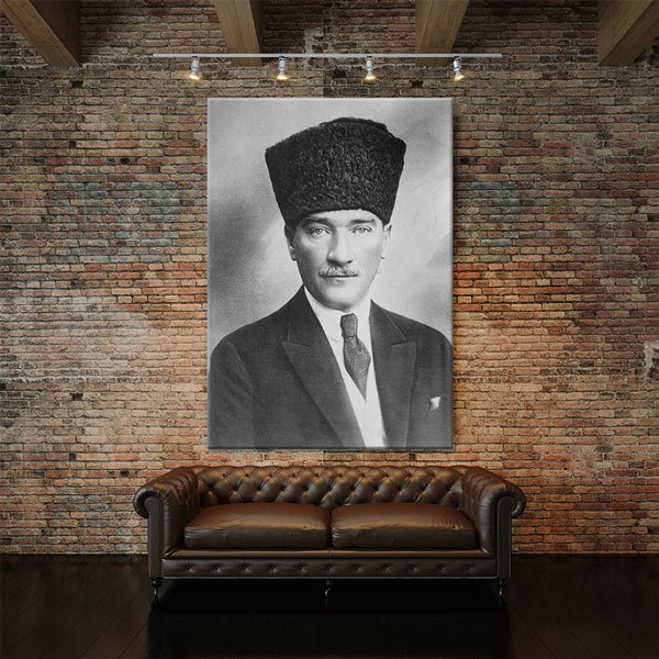Atatürk Klasik Kalpaklı Portre Kanvas Tablo 6194