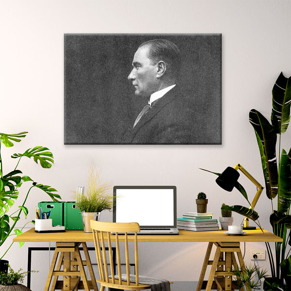 Atatürk Yan Profil Klasik Portre Kanvas Tablo 6195