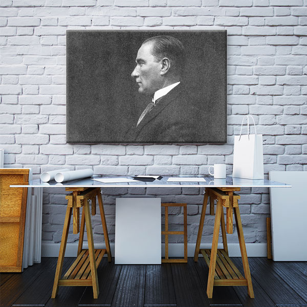 Atatürk Yan Profil Klasik Portre Kanvas Tablo 6195