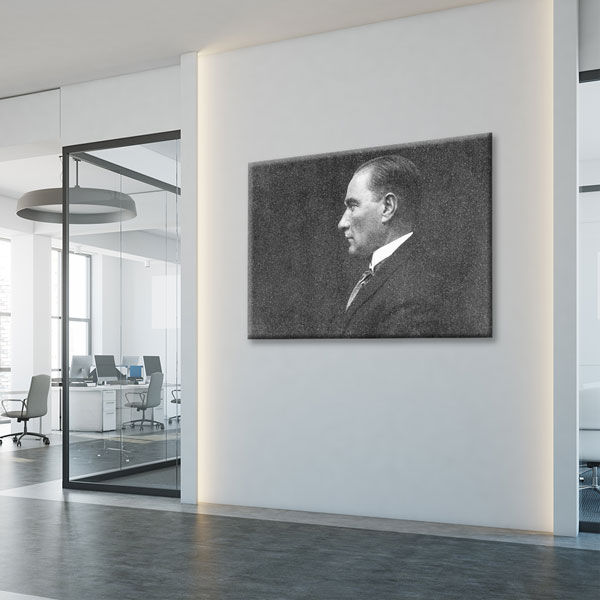 Atatürk Yan Profil Klasik Portre Kanvas Tablo 6195