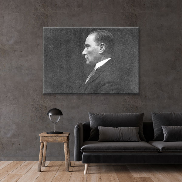 Atatürk Yan Profil Klasik Portre Kanvas Tablo 6195