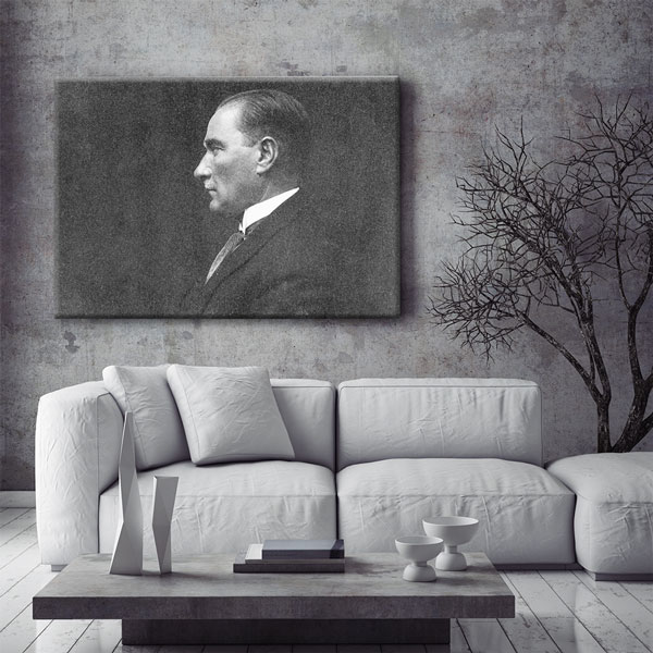 Atatürk Yan Profil Klasik Portre Kanvas Tablo 6195