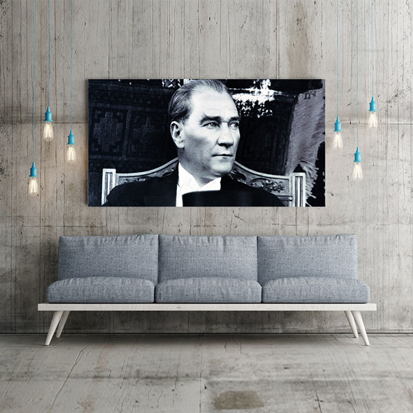 Atatürk Düşünceli Bakışlar Siyah Beyaz Kanvas Tablo – 6199