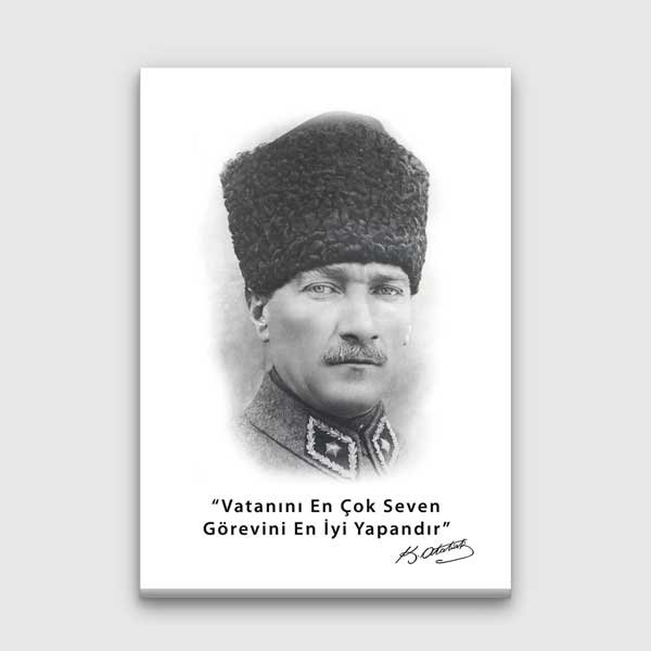 ataturk-tablolari-13938-00 Vatanını En Çok Seven Atatürk Sözlü Kanvas Tablo 13938