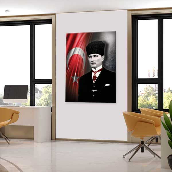 Türk Bayraklı Atatürk Portre Kanvas Tablo 13940