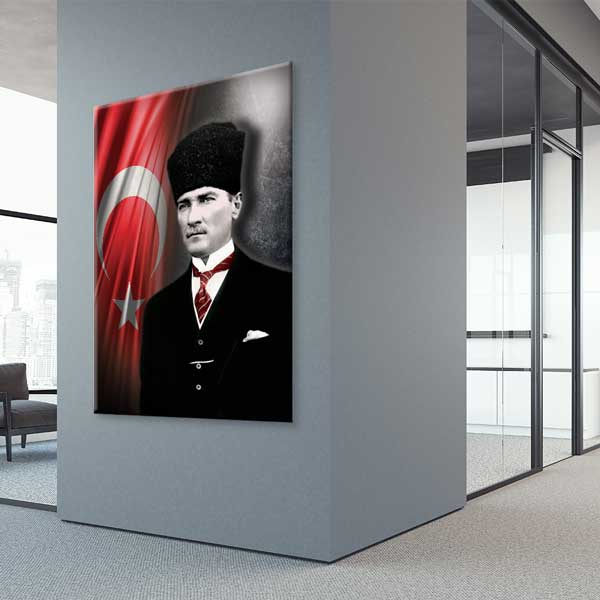 Türk Bayraklı Atatürk Portre Kanvas Tablo 13940