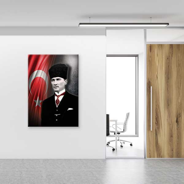 Türk Bayraklı Atatürk Portre Kanvas Tablo 13940