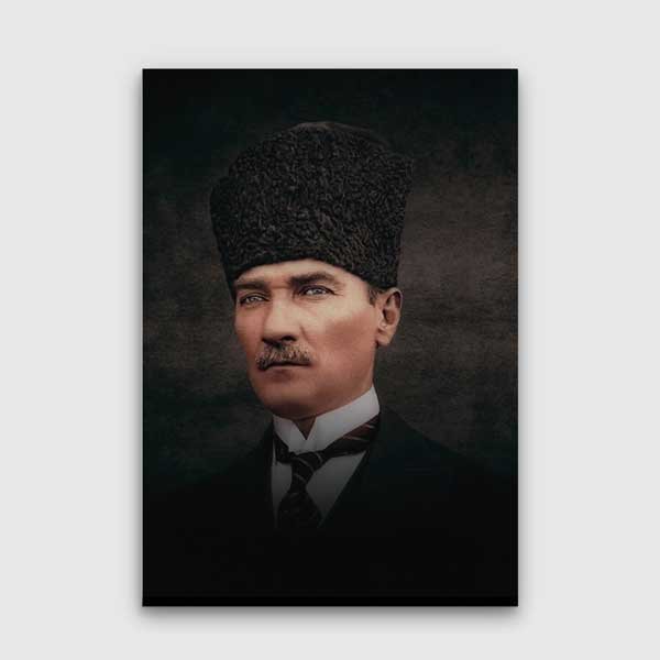 Atatürk Koyu Fonlu Klasik Portre Kanvas Tablo 6192