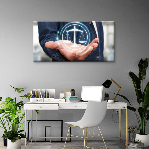 avukat-ofis-duvar-dekor-tablo-5273-01 Adalet Heykeli Terazi Figürlü Kanvas Tablo – 5273