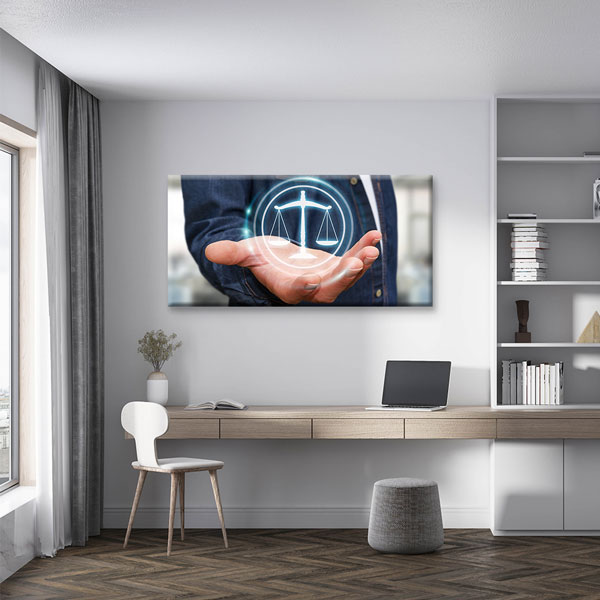 avukat-ofis-duvar-dekor-tablo-5273-03 Adalet Heykeli Terazi Figürlü Kanvas Tablo – 5273