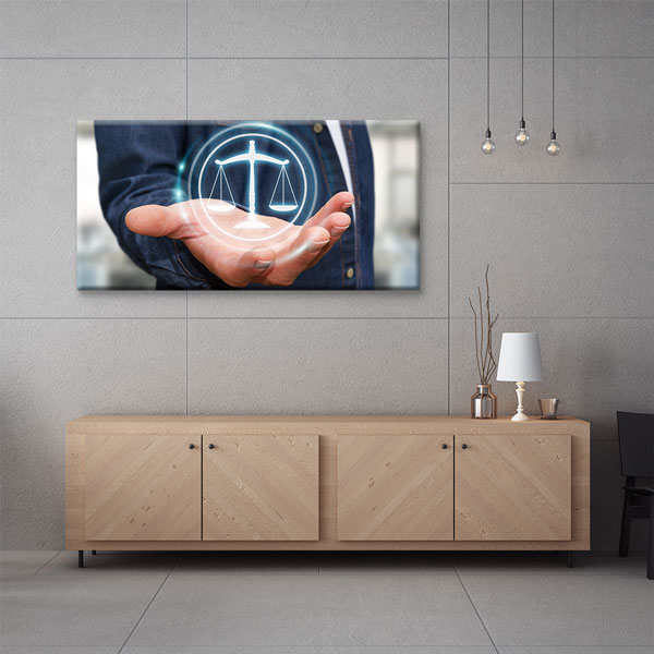 avukat-ofis-duvar-dekor-tablo-5273-04 Adalet Heykeli Terazi Figürlü Kanvas Tablo – 5273