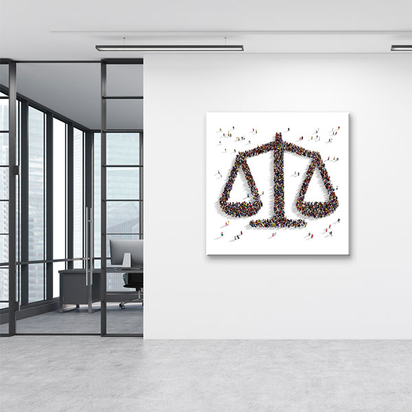 Topluluk ile Adalet Terazisi Şekilli Kanvas Tablo – 5269