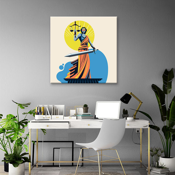 avukat-tablo-5270-01 Modern Çizim Adalet Heykeli Kanvas Tablo – 5270
