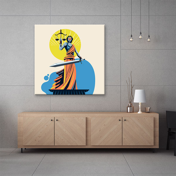 avukat-tablo-5270-04 Modern Çizim Adalet Heykeli Kanvas Tablo – 5270