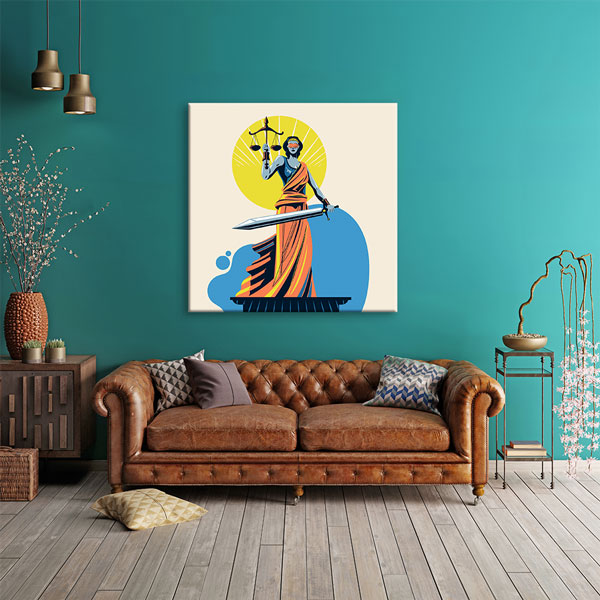 avukat-tablo-5270-05 Modern Çizim Adalet Heykeli Kanvas Tablo – 5270