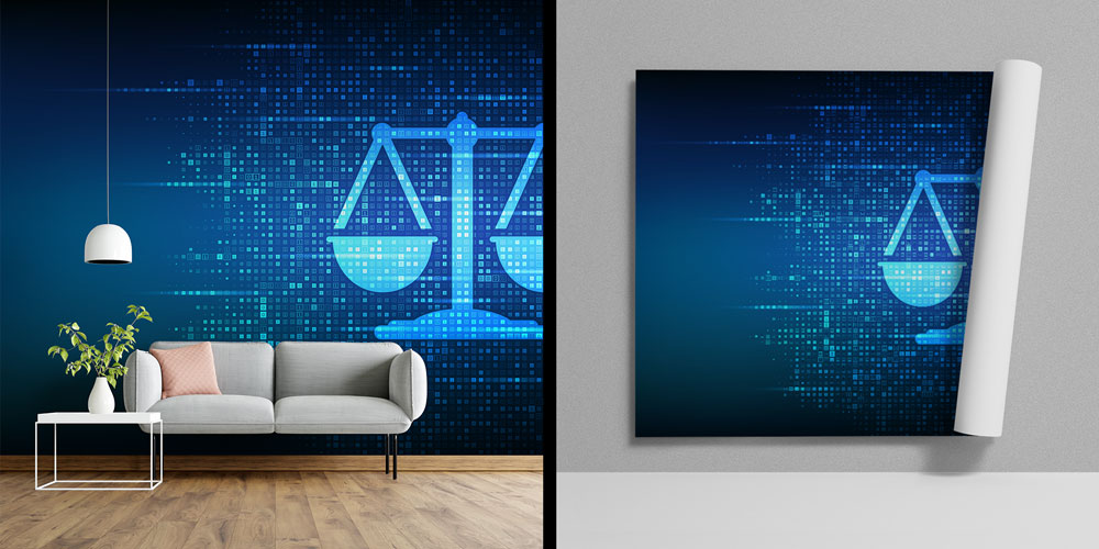 Dijital Adalet Terazisi Hukuk Duvar Kağıdı – Modern Teknoloji Tasarımı 5295