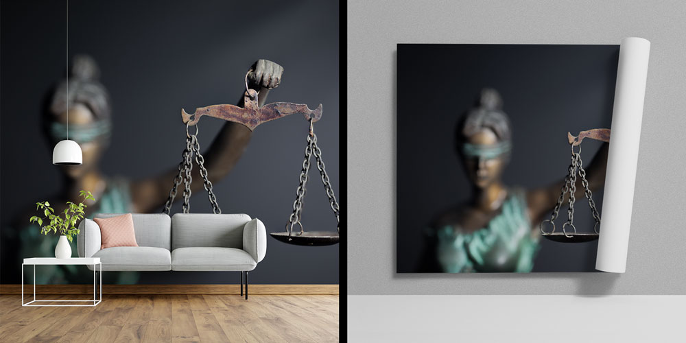 Adalet Terazisi Temalı Hukuk Duvar Kağıdı – Hukuk Büroları için Dekoratif Tasarım 5281