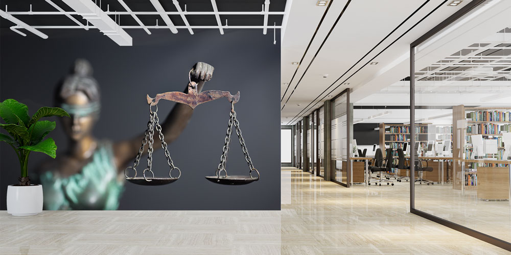 Adalet Terazisi Temalı Hukuk Duvar Kağıdı – Hukuk Büroları için Dekoratif Tasarım 5281