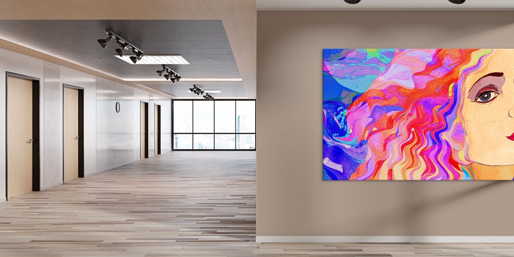 baber-shop-wall-decor-7916-02 Renkli Kadın Portresi Duvar Dekoru Kuaför ve Güzellik Salonu İçin Sanatsal Büyük Ebat Dekor 7916