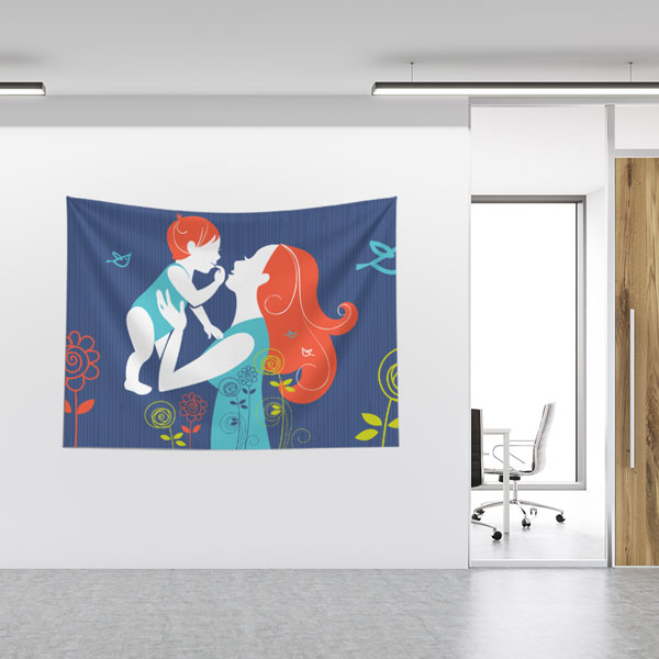 Anne ve Bebek Sevgisi İllüstrasyonu Duvar Örtüsü 8401