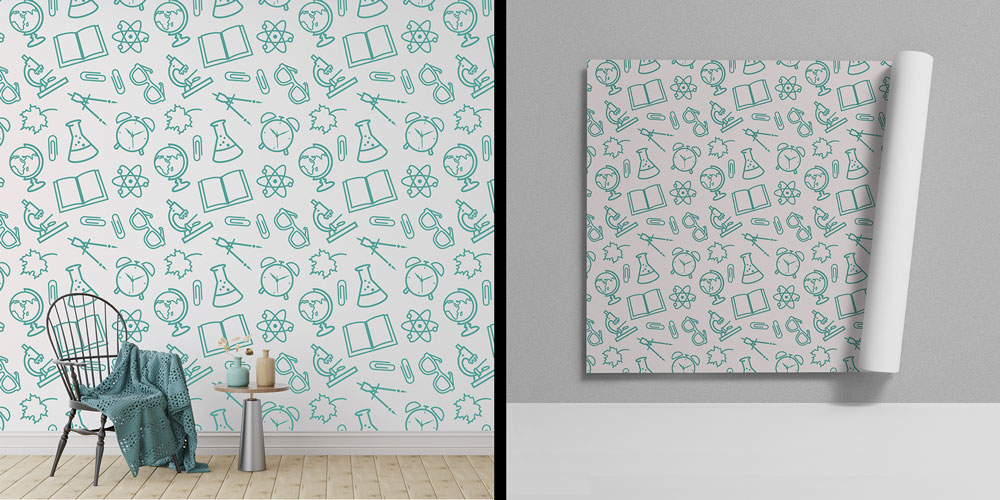 Minimalist Okul ve Bilim İkonları Duvar Kağıdı 8012