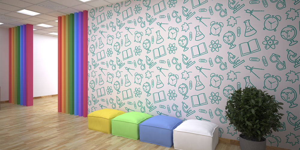 Minimalist Okul ve Bilim İkonları Duvar Kağıdı 8012