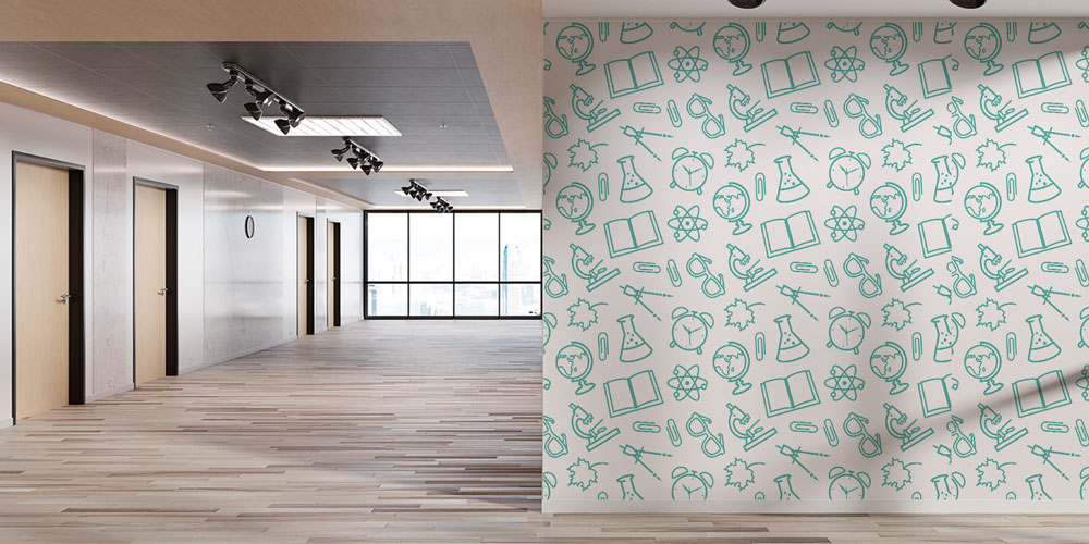 Minimalist Okul ve Bilim İkonları Duvar Kağıdı 8012
