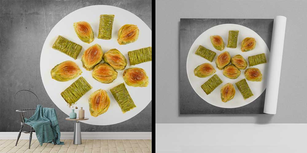 Özel Şekilli Fıstıklı Baklava Anadolu Mutfağı Duvar Kağıdı 12386