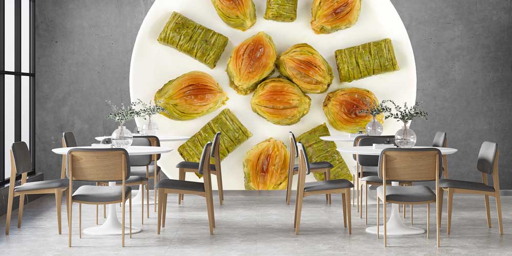 Özel Şekilli Fıstıklı Baklava Anadolu Mutfağı Duvar Kağıdı 12386