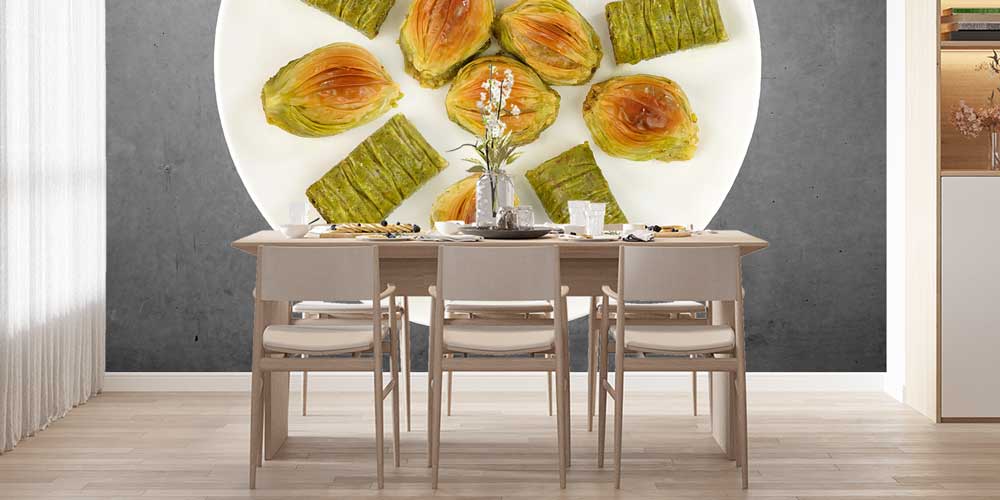 Özel Şekilli Fıstıklı Baklava Anadolu Mutfağı Duvar Kağıdı 12386