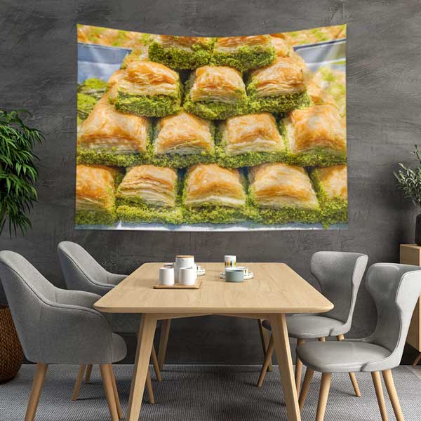 Klasik Fıstıklı Baklava Temalı Duvar Örtüsü 12571
