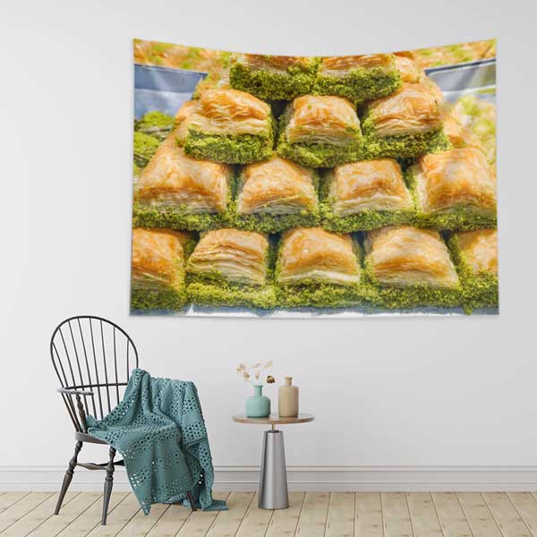 Klasik Fıstıklı Baklava Temalı Duvar Örtüsü 12571