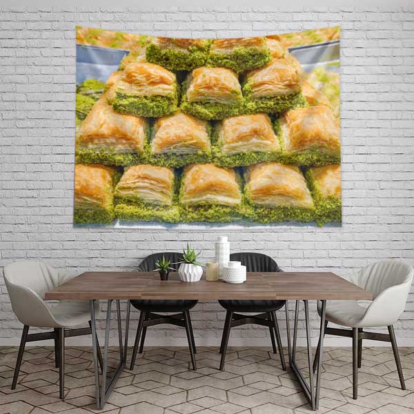 Klasik Fıstıklı Baklava Temalı Duvar Örtüsü 12571