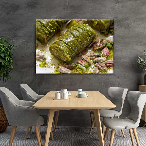 Antep Fıstıklı Sarma Baklava Desenli Duvar Tablosu Kanvas – 12167