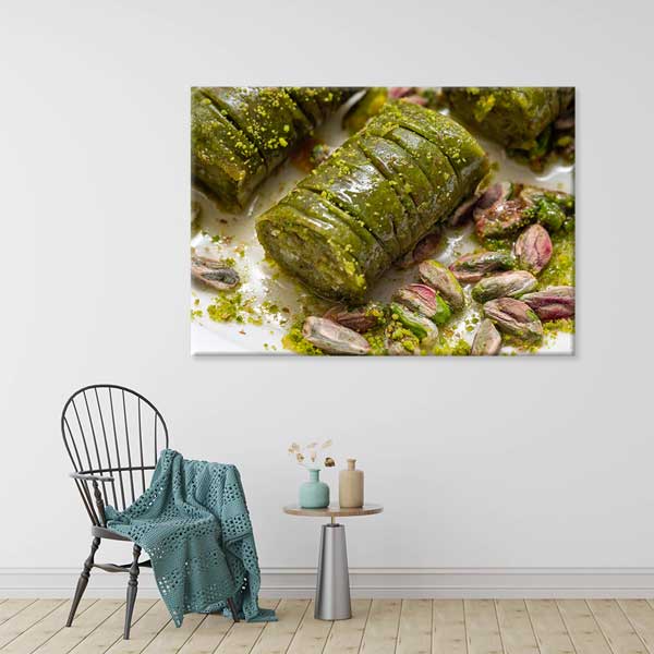 Antep Fıstıklı Sarma Baklava Desenli Duvar Tablosu Kanvas – 12167