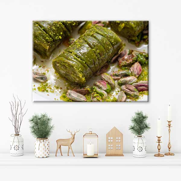 Antep Fıstıklı Sarma Baklava Desenli Duvar Tablosu Kanvas – 12167