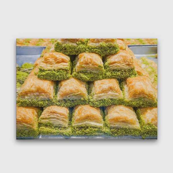 baklava-duvar-tablolari-12169-00 Piramid Fıstıklı Baklava Duvar Tablosu Kanvas – 12169