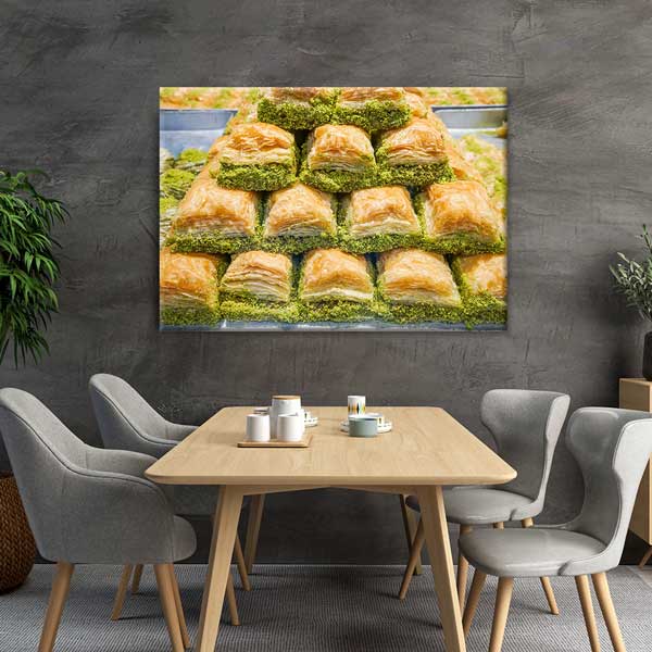 Piramid Fıstıklı Baklava Duvar Tablosu Kanvas – 12169