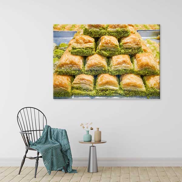 Piramid Fıstıklı Baklava Duvar Tablosu Kanvas – 12169