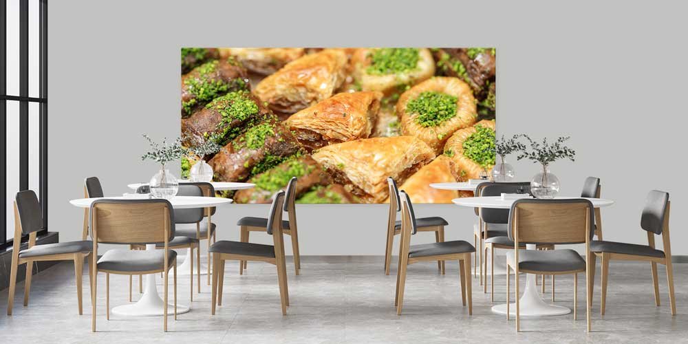 baklava-duvar-tablosu-12464-03 Baklava ve Fıstık Detaylı Büyük Ebat Duvar Dekoru – 12464