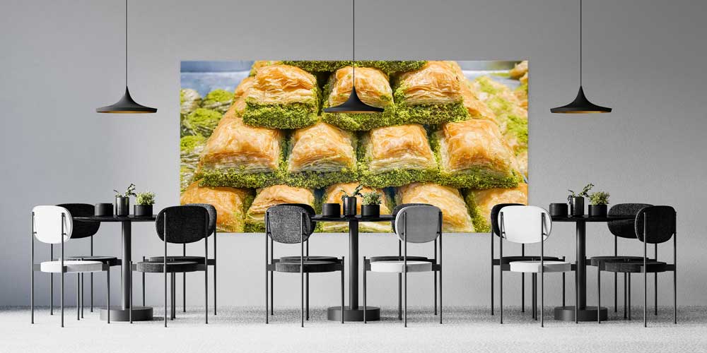 baklava-duvar-tablosu-12465-01 Fıstıklı Baklava Temalı Büyük Ebat Duvar Dekoru – 12465