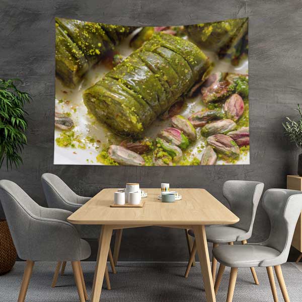 Fıstıklı Sarma Baklava Temalı Duvar Örtüsü 12572