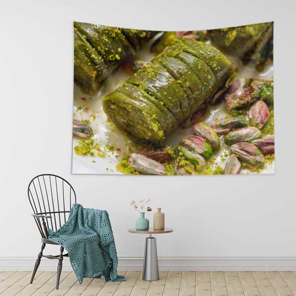 Fıstıklı Sarma Baklava Temalı Duvar Örtüsü 12572