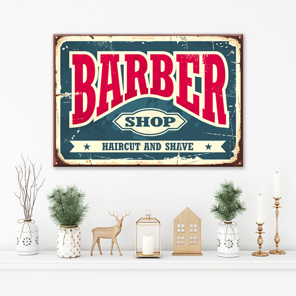 Vintage Barber Shop Yazılı Retro Erkek Kuaför Duvar Tablosu – 5659